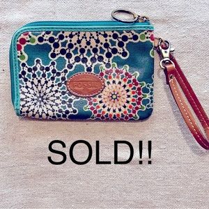 Fossil Coated Canvas Wallet/Wristlet, EUC